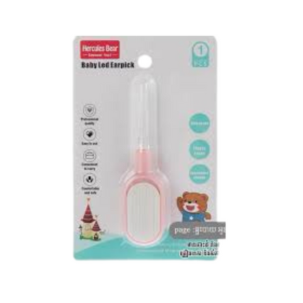 Baby led earpick in packaging with a teddy bear design on a white background