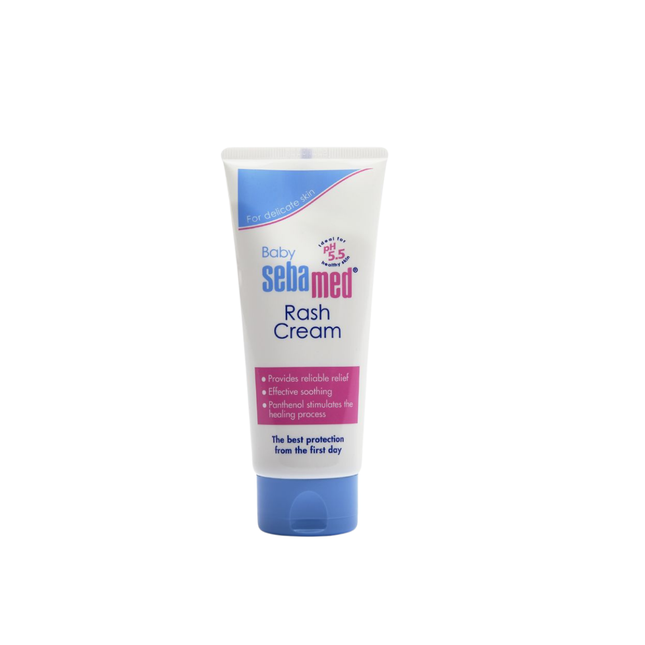 Tube of Sebamed Baby Rash Cream on a white background