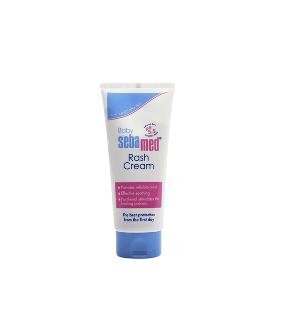 Tube of Sebamed Baby Rash Cream on a white background
