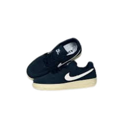 Black and white Nike shoes on a white background