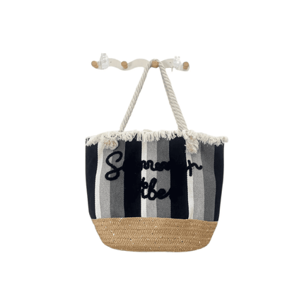 summer vibe jute tote bag on white back ground