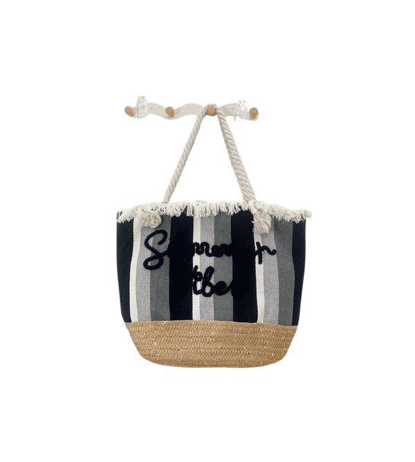 summer vibe jute tote bag on white back ground