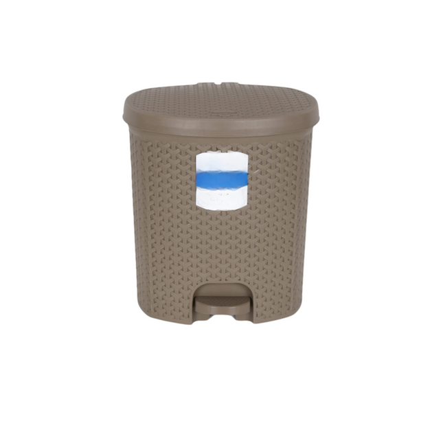 Brown trash bin with white background
