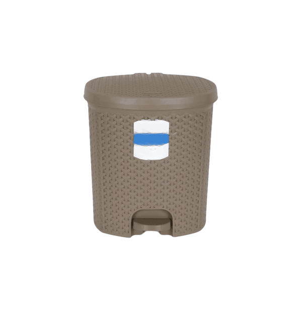 Brown trash bin with white background