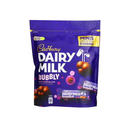 Cadbury Dairy Milk Bubbly chocolate packaging on a white background