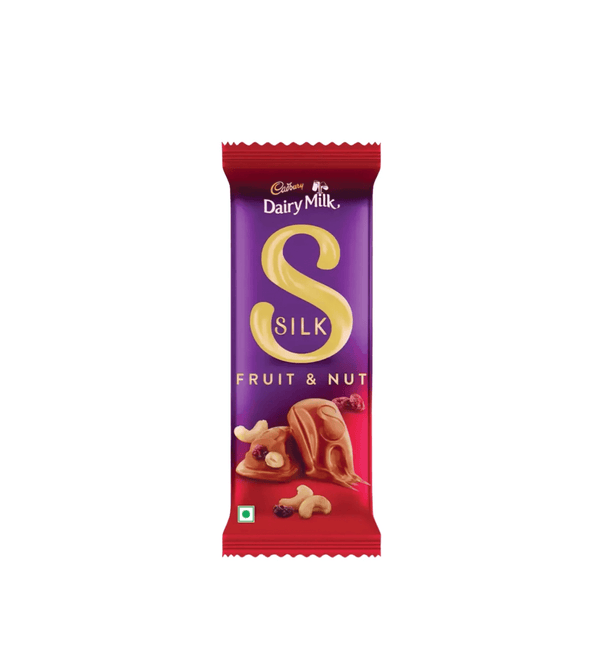 Cadbury Dairy Milk Silk Fruit & Nut chocolate bar packaging on a white background