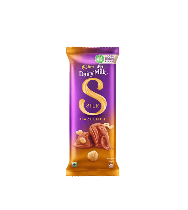 Cadbury Dairy Milk Silk Hazelnut chocolate bar packaging on a white background