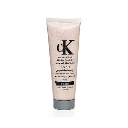 Facial scrub tube with Calvin Klein logo on a white background
