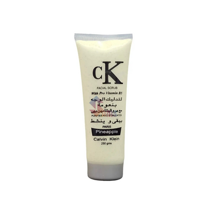 Calvin Klein facial scrub tube on a white background
