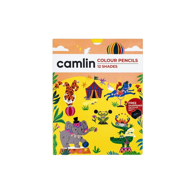 Camlin colour pencils box with white background