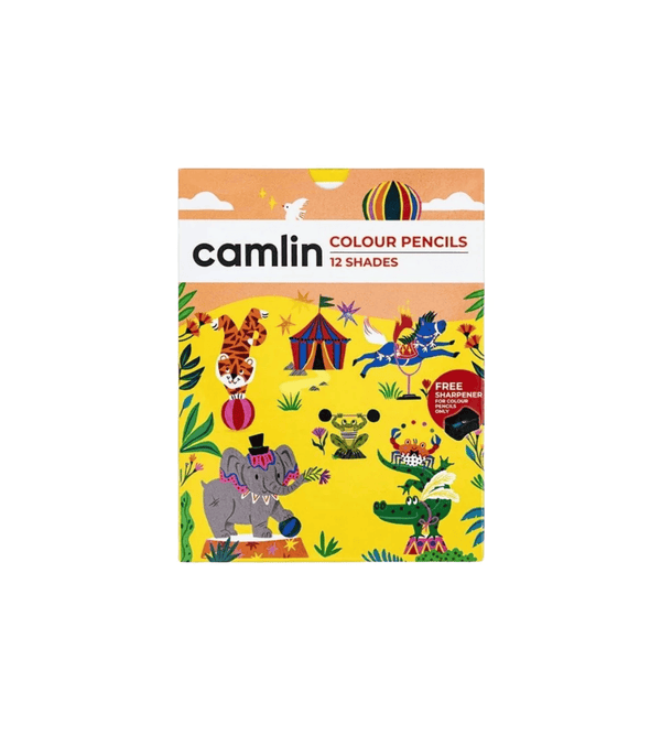 Camlin colour pencils box with white background
