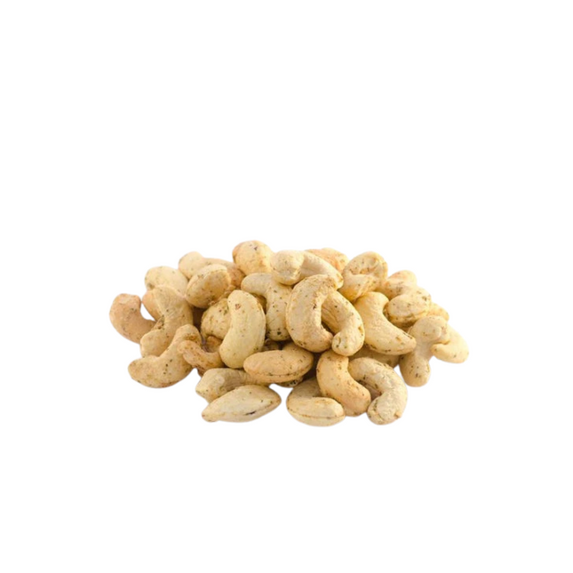 Cashew garlic nuts on a white background