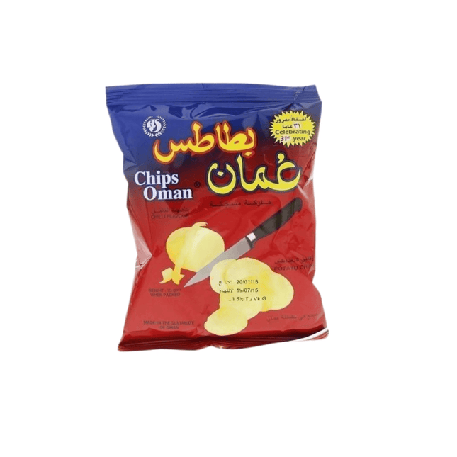 Chips Oman packaging with red and blue design on a white background