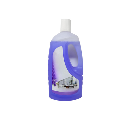 Blue cleaning bottle with a white cap on a white background
