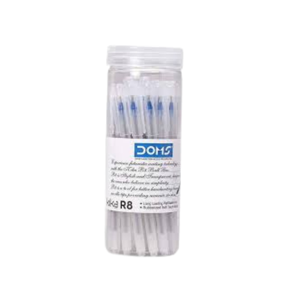 Container of DOMS R8 tattoo needles on a white background