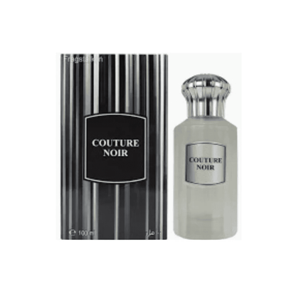 Couture Noir perfume bottle and packaging on a white background