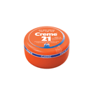 Orange jar of Creme 21 cream on a white background