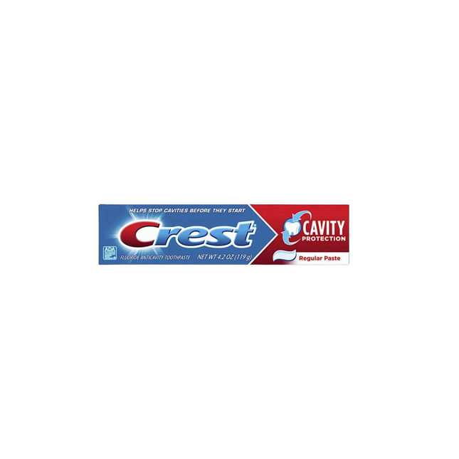 Crest toothpaste tube on a white background