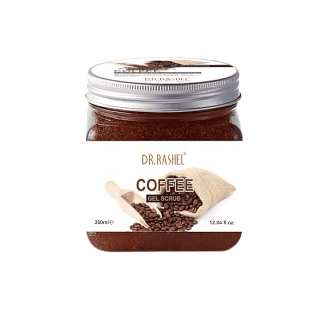 Jar of Dr. Rashel Coffee Gel Scrub on a white background