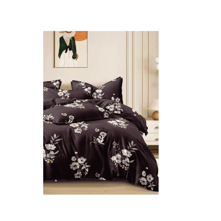 Floral-patterned bedding set on a bed in a bedroom setting