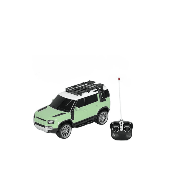 Toy SUV with roof rack and remote control on a white background