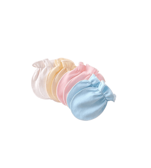 Set of pastel-colored baby socks on a white background