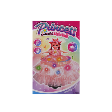 Box of a Princess Colorful Light Doll with colorful design and text on a white background