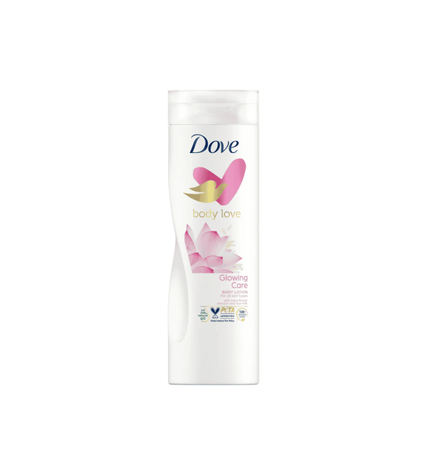 Dove body wash bottle with pink flower design on a white background