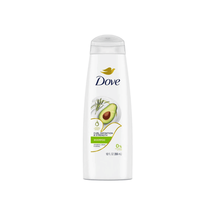 Dove shampoo bottle with avocado on a white background
