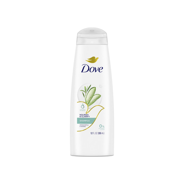 Dove shampoo bottle on a white background