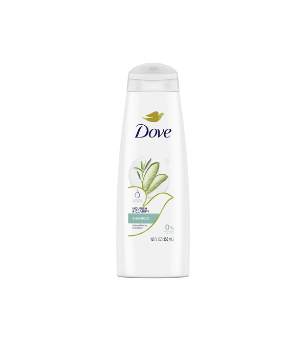 Dove shampoo bottle on a white background