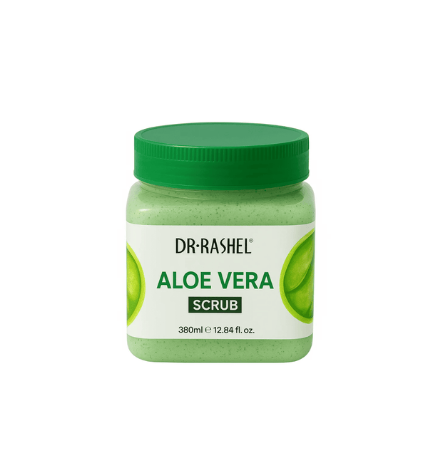 Jar of Dr. Rashel Aloe Vera Scrub on a white background