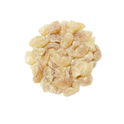 Cluster of dried amlapieces on a white background