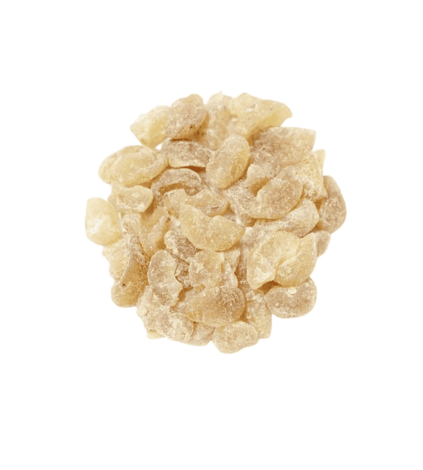 Cluster of dried amlapieces on a white background