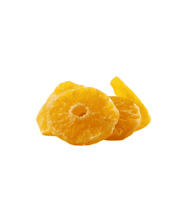 Dried Pineapple slices on a white background