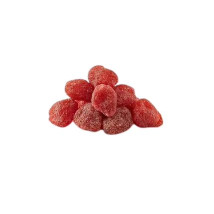 Pile of dried strawberry on a white background
