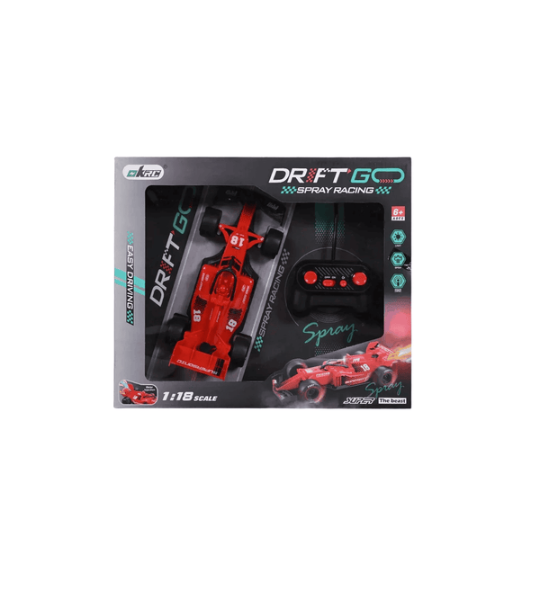 Boxed toy car set with remote control labeled 'Drift Go' on a white background