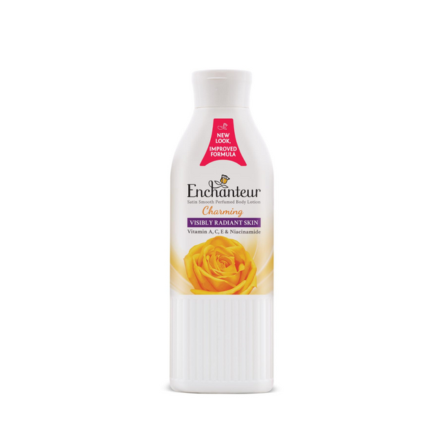 Enchanteur bottle with a yellow rose design on a white background