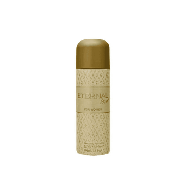 Body spray bottle labeled 'Eternal Love for Women' on a white background