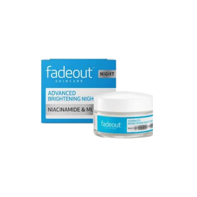 Fadeout skincare product with jar and box on a white background