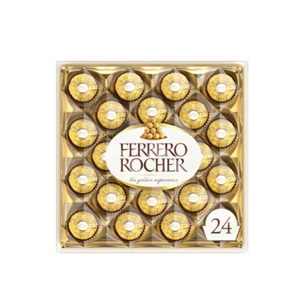 Ferrero Rocher chocolate box with 24 pieces on a white background