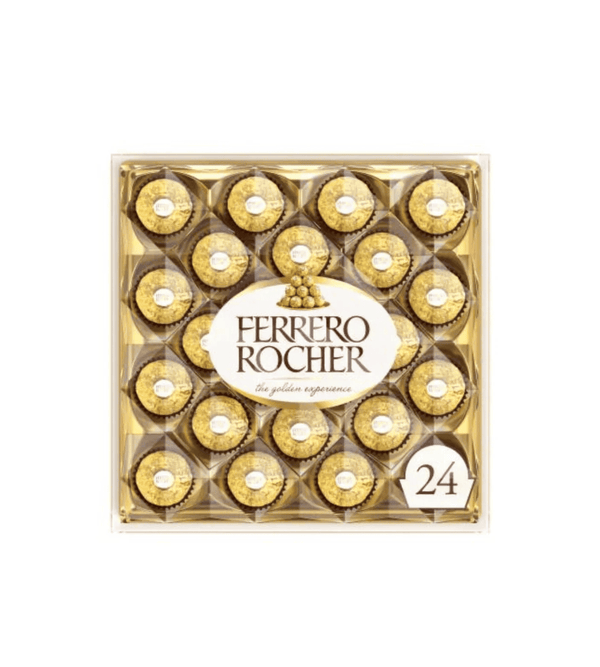 Ferrero Rocher chocolate box with 24 pieces on a white background