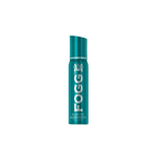 Teal deodorant spray bottle on a white background