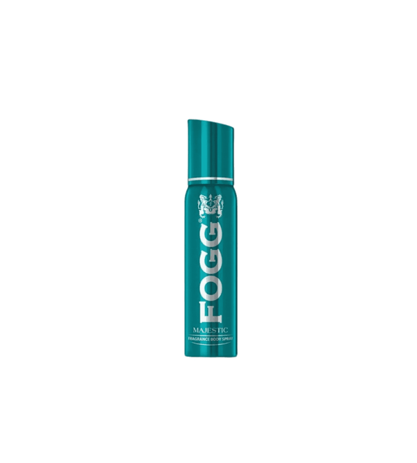 Teal deodorant spray bottle on a white background