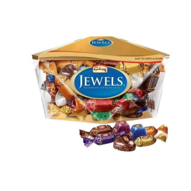 Packaged candy with Galerie Jewels branding on a white background