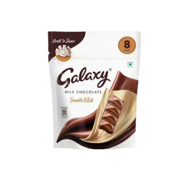 Galaxy milk chocolate packaging on a white background