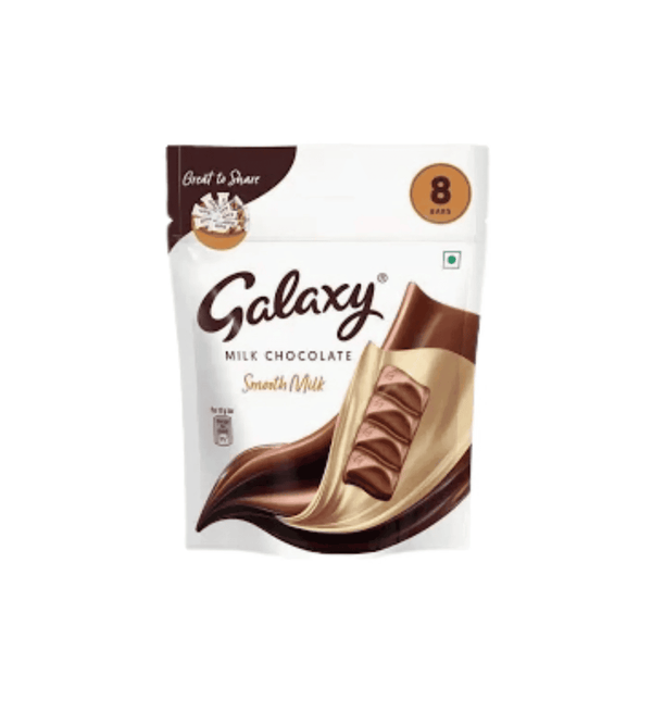 Galaxy milk chocolate packaging on a white background