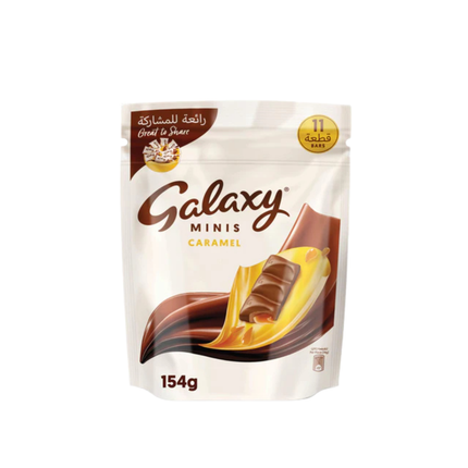 Galaxy Minis Caramel chocolate packaging on a white background