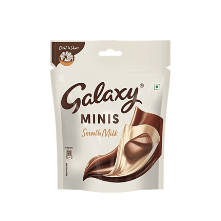 Packaging of Galaxy Minis Smooth Milk chocolate on a white background