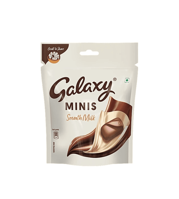 Packaging of Galaxy Minis Smooth Milk chocolate on a white background
